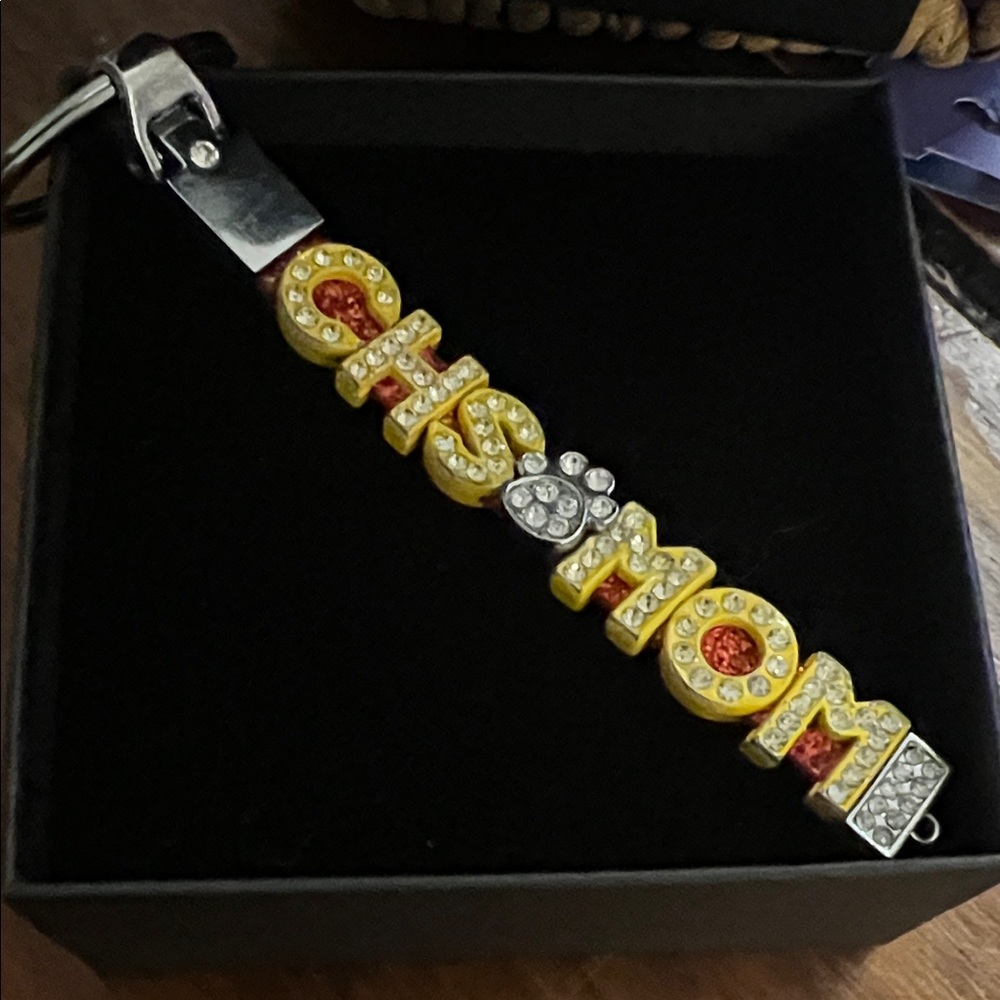 Rhinestone "CHSMOM" Keychain Charm in Yellow and Red